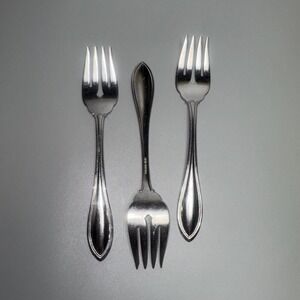 Vintage Oneida American Harmony Arbor Stainless Flatware‎ USA Salad Forks of 3
